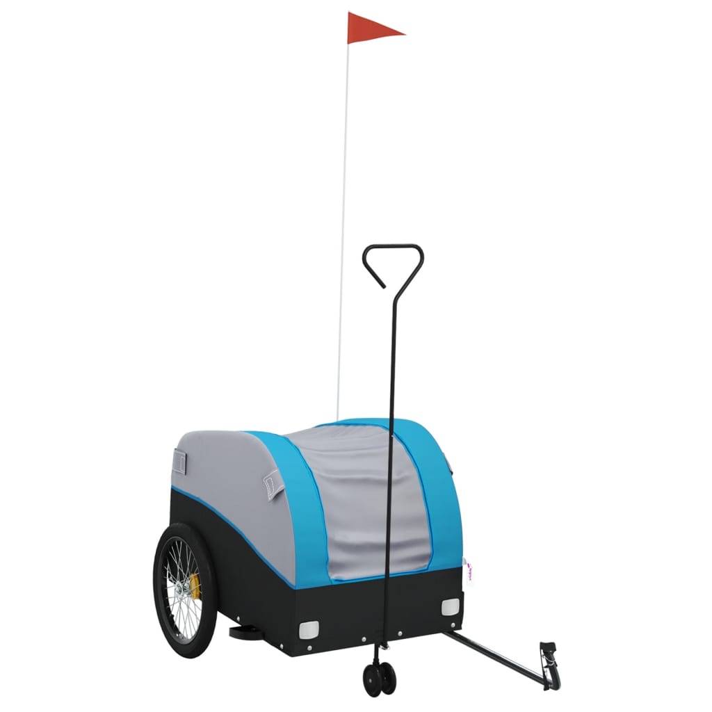 vidaXL Fahrradanhänger Schwarz und Blau 45 kg Eisen