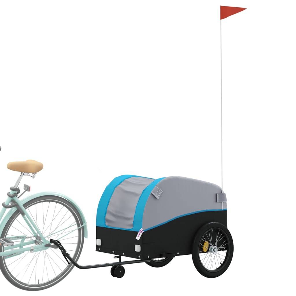 vidaXL Fahrradanhänger Schwarz und Blau 45 kg Eisen
