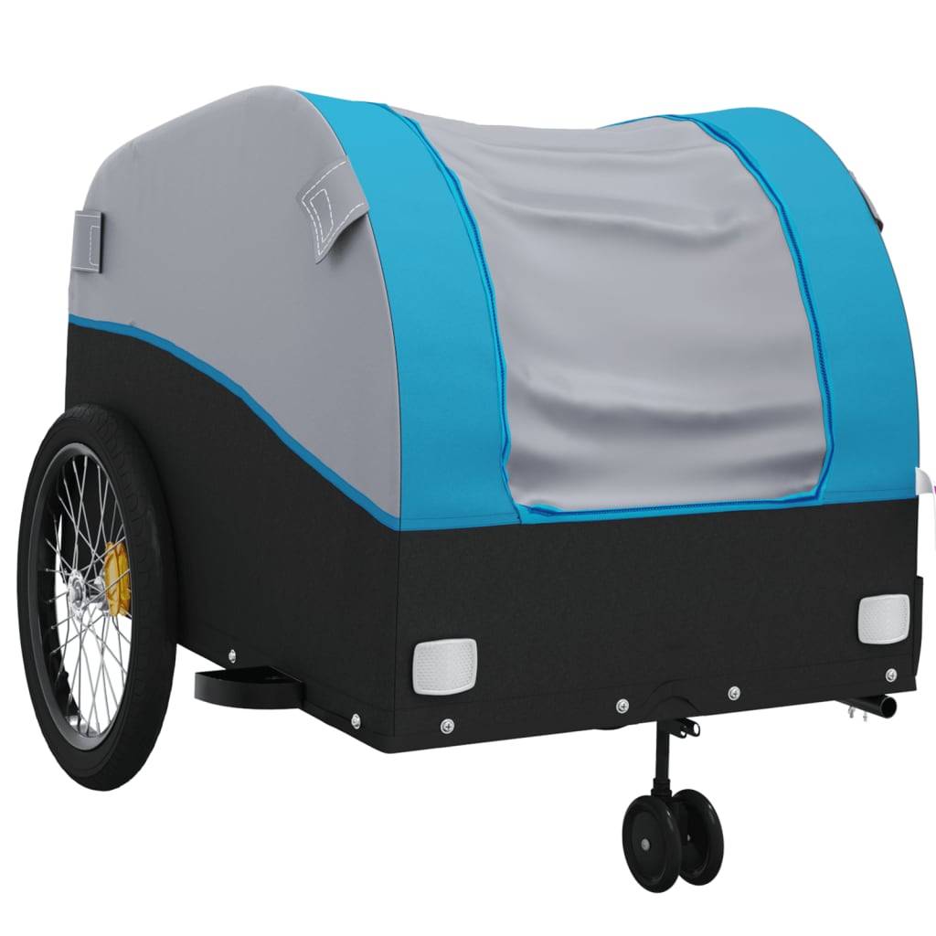 vidaXL Fahrradanhänger Schwarz und Blau 45 kg Eisen