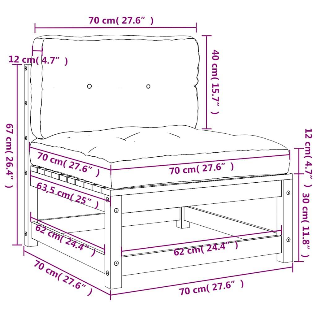 vidaXL Gartensofas ohne Armlehnen mit Kissen 2 Stk. Douglasienholz