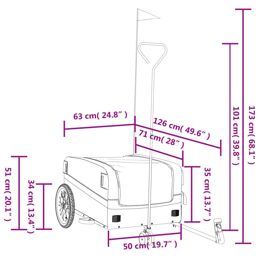 vidaXL Fahrradanhänger Schwarz und Gelb 45 kg Eisen