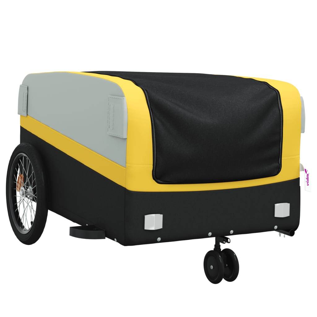 vidaXL Fahrradanhänger Schwarz und Gelb 45 kg Eisen