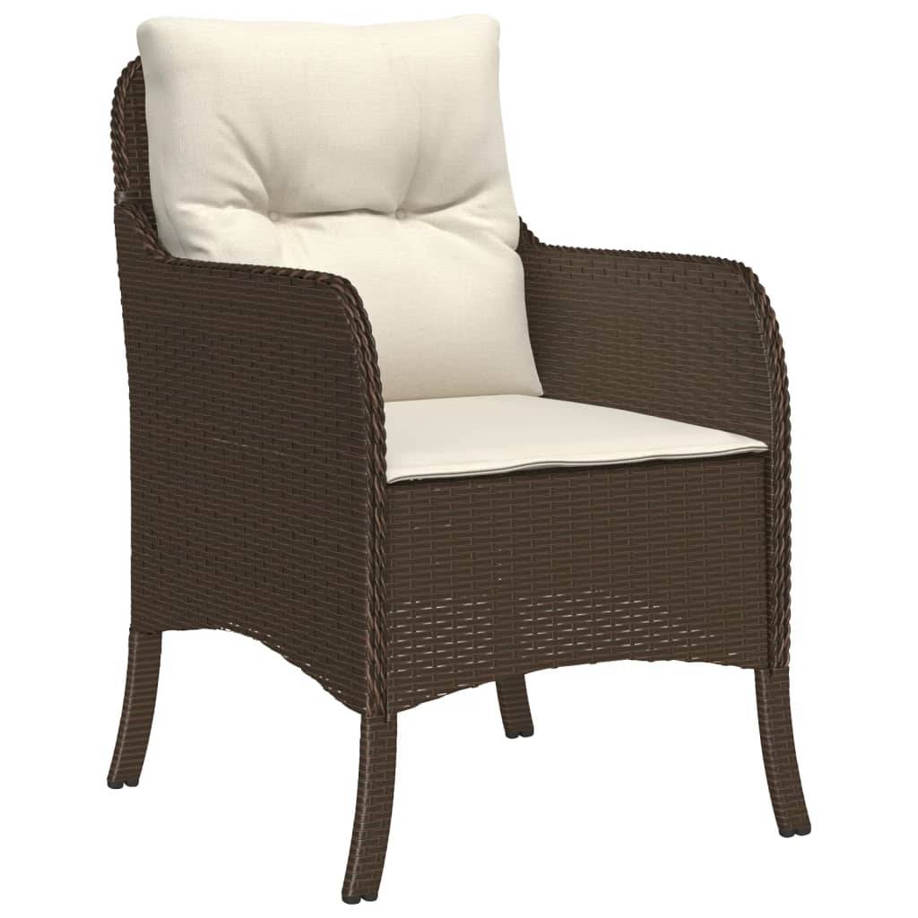 vidaXL 3-tlg. Garten-Essgruppe mit Kissen Braun Poly Rattan