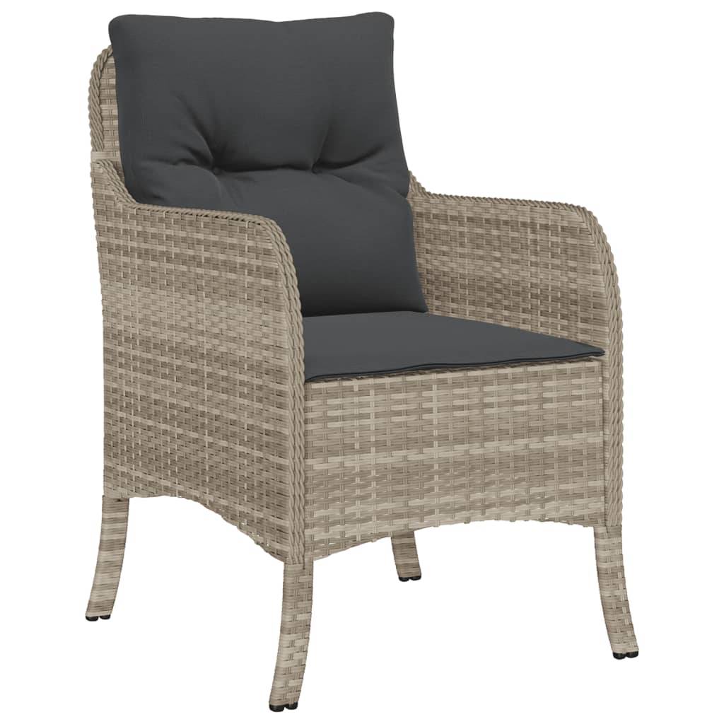 vidaXL Gartenstühle mit Kissen 2 Stk. Hellgrau Poly Rattan