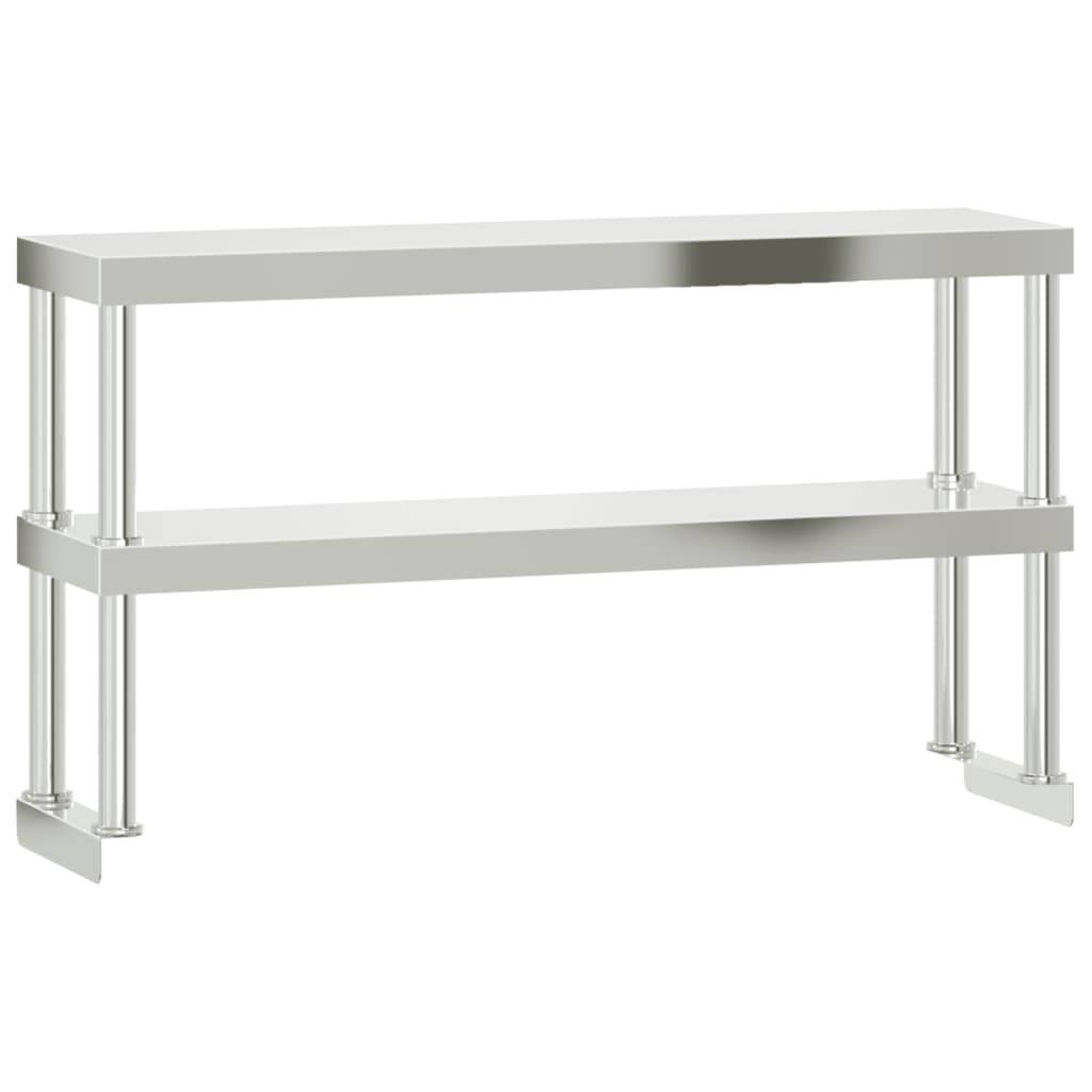 vidaXL Aufsatzboard für Küchentisch 2 Ablagen 110x30x65 cm Edelstahl
