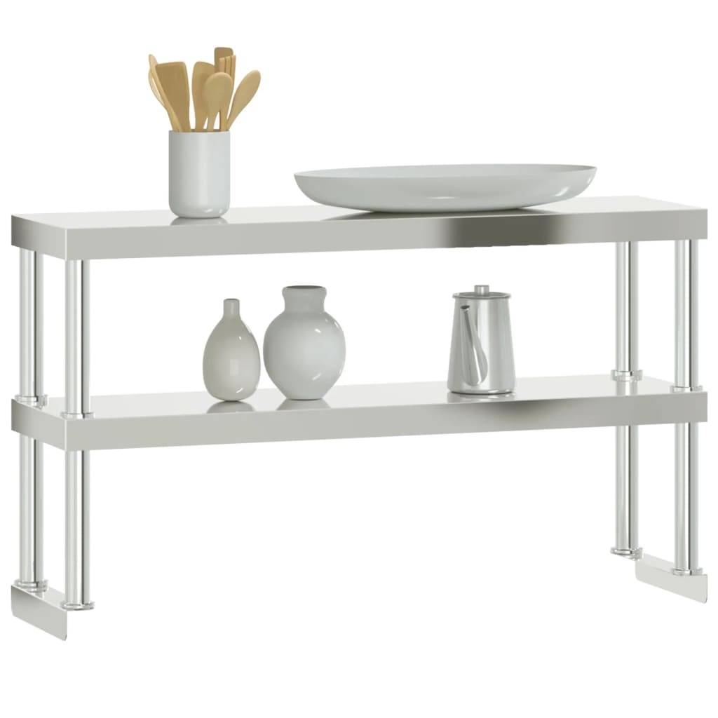 vidaXL Aufsatzboard für Küchentisch 2 Ablagen 110x30x65 cm Edelstahl