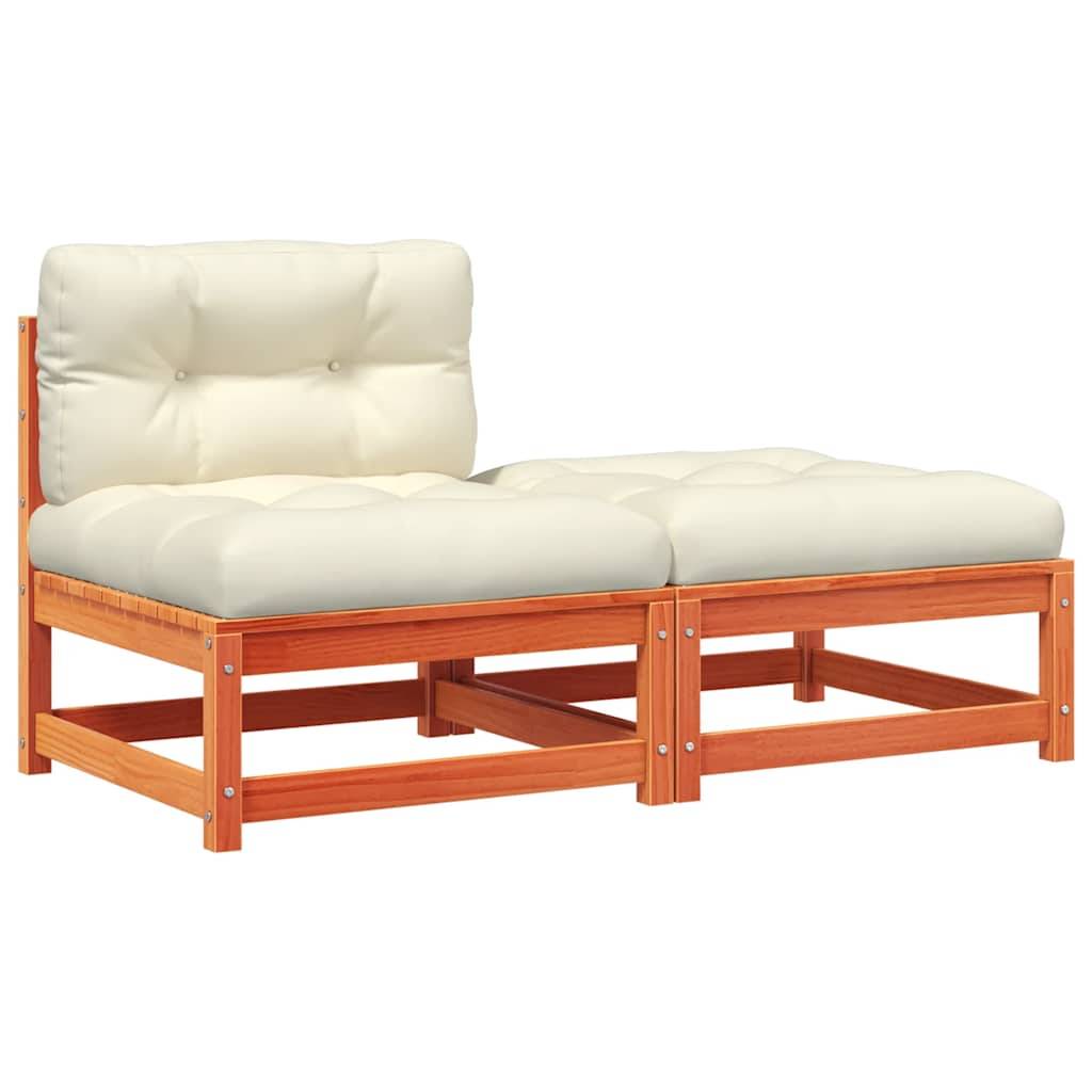 vidaXL Gartensofa ohne Armlehnen mit Kissen und Hocker