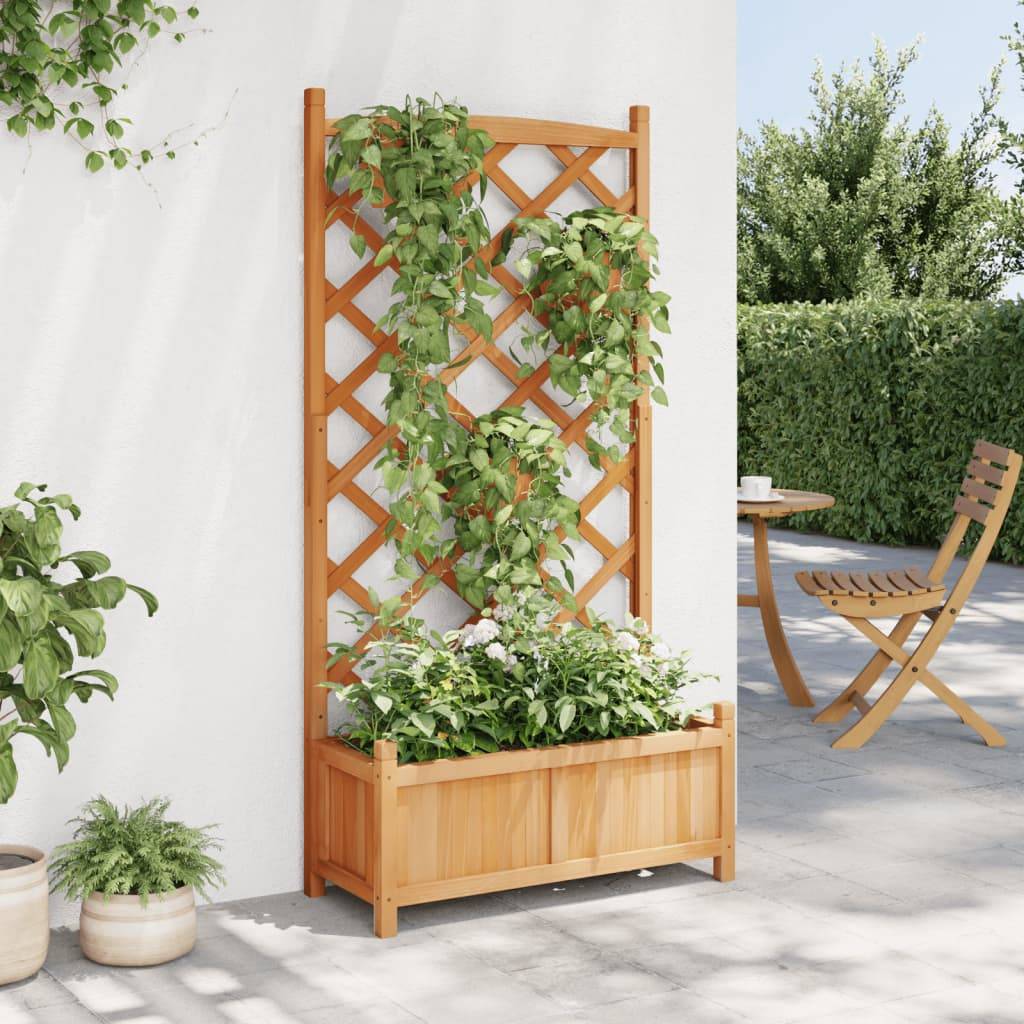 vidaXL Pflanzkübel mit Spalier Braun Massivholz Tanne