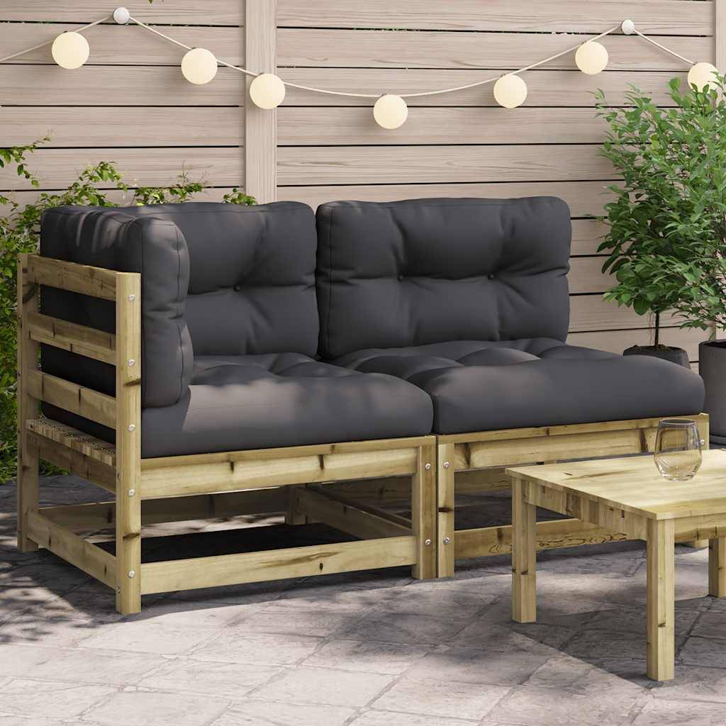 vidaXL Gartensofa mit Kissen 2-Sitzer Kiefernholz Imprägniert
