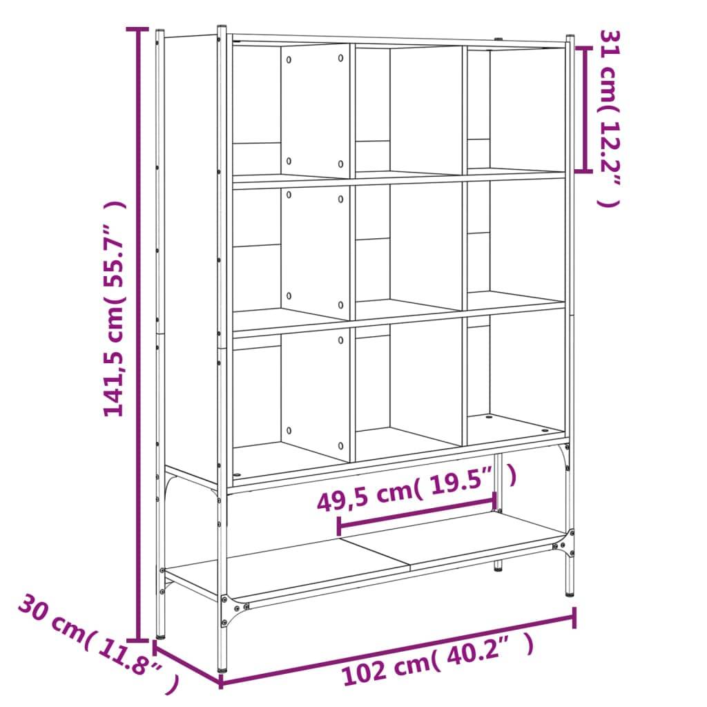 vidaXL Bücherregal Braun Eichen-Optik 102x30x141,5 cm Holzwerkstoff
