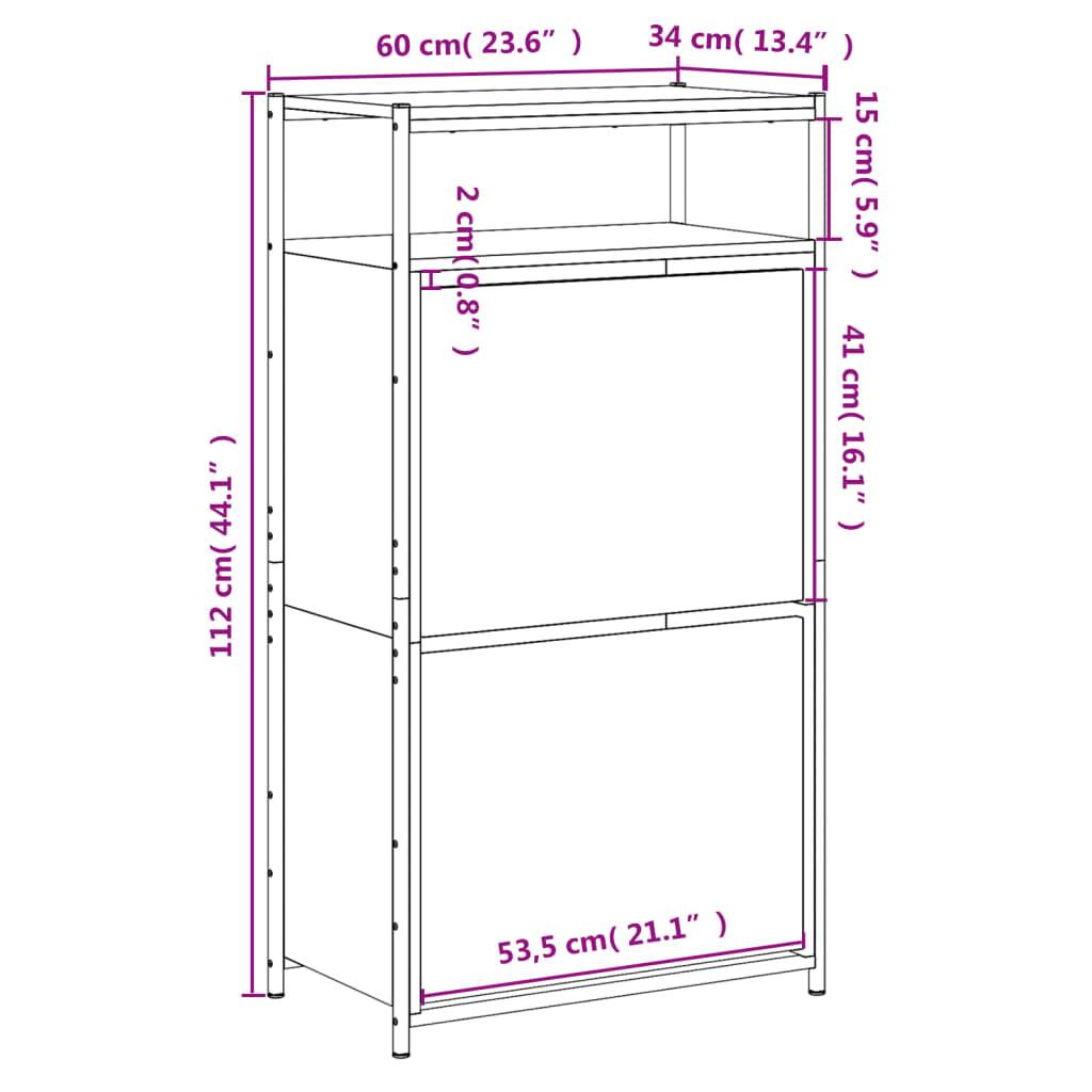 vidaXL Schuhschrank Grau Sonoma 60x34x112 cm Holzwerkstoff