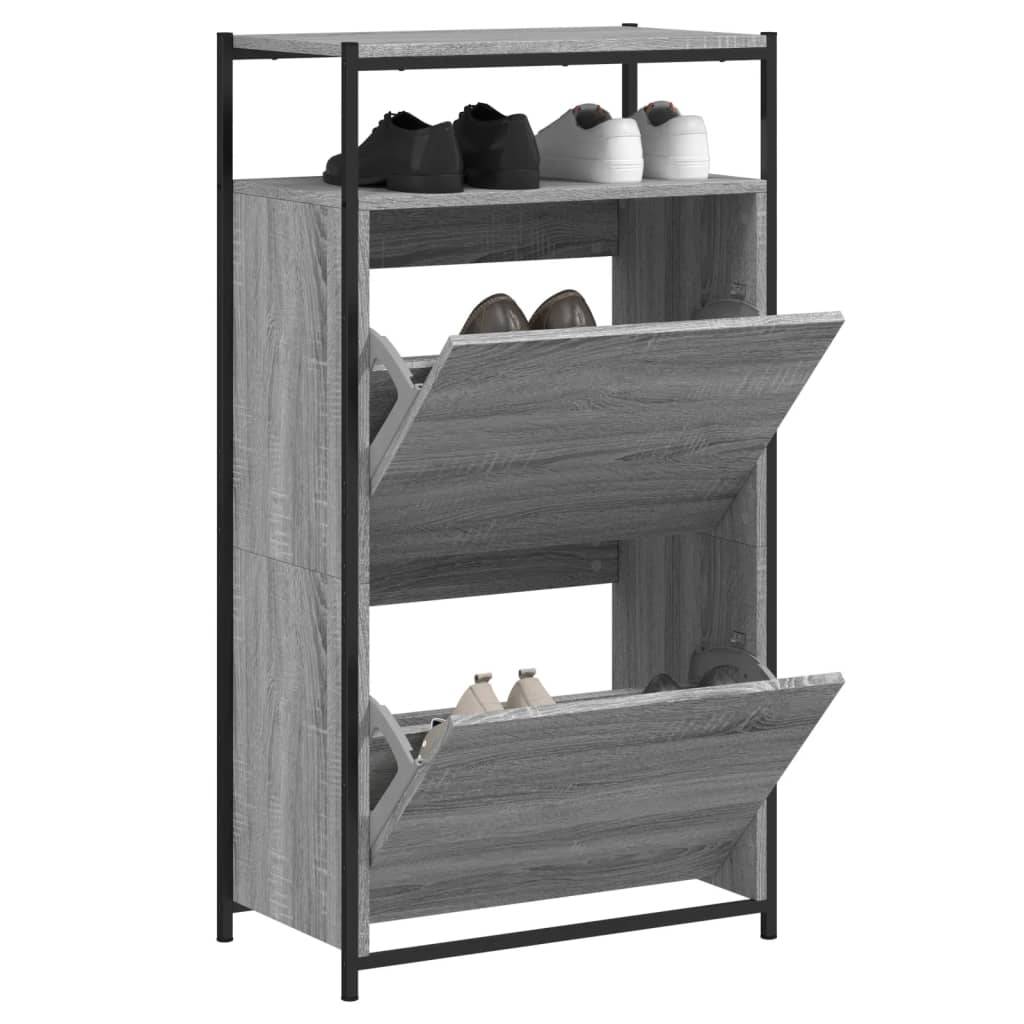 vidaXL Schuhschrank Grau Sonoma 60x34x112 cm Holzwerkstoff