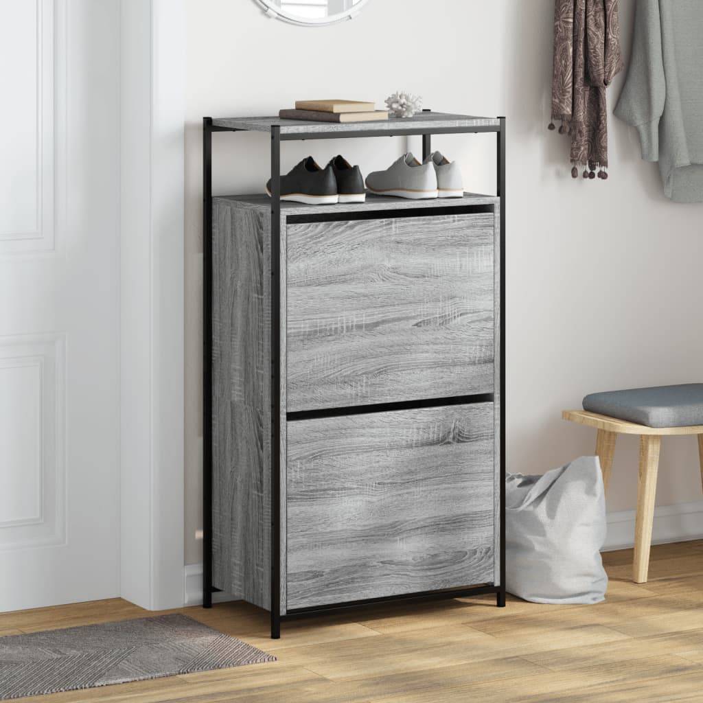 vidaXL Schuhschrank Grau Sonoma 60x34x112 cm Holzwerkstoff