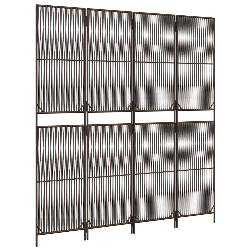 vidaXL Paravent 4-tlg. Braun Poly Rattan