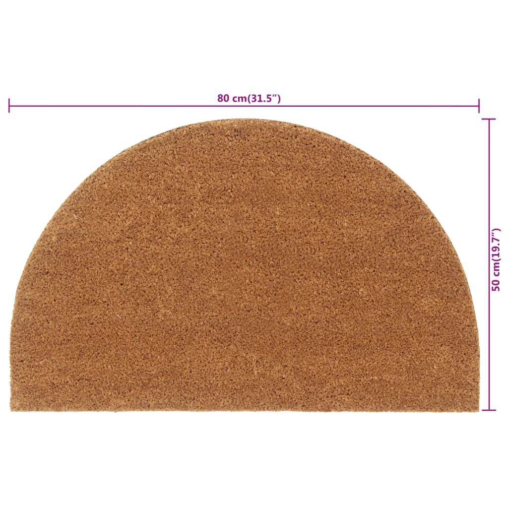 vidaXL Fußmatte Natur Halbrund 50x80 cm Kokosfaser Getuftet