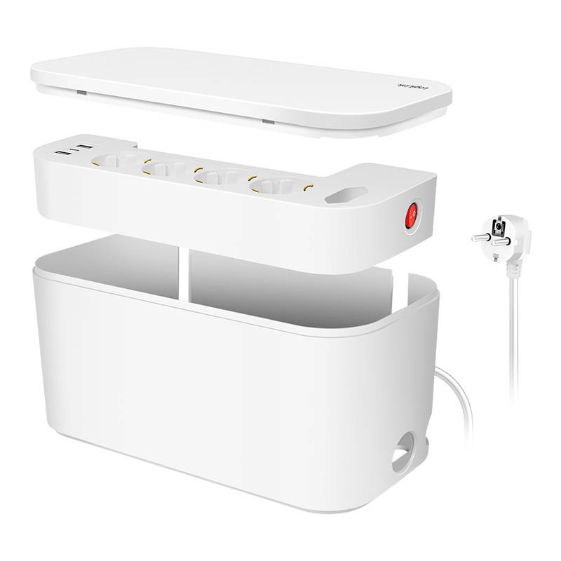 LogiLink Kabelbox mit Steckdosenleiste, 5-fach, weiß