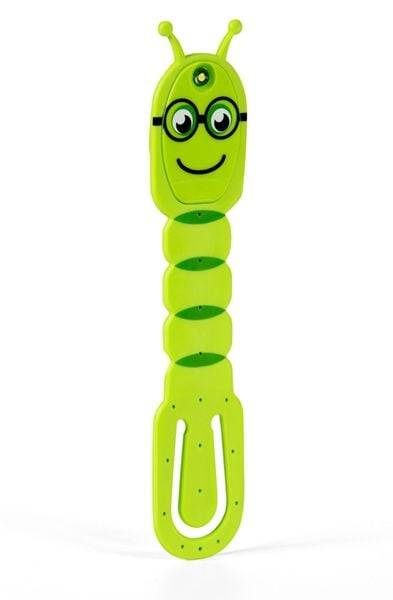 Flexilight Pals Leselicht (Bookworm) | grün | 2 in 1 Leselampe & Lesezeichen | LED Leselicht | Geschenk für Leser, Buchliebhaber | Deutsche Ausgabe