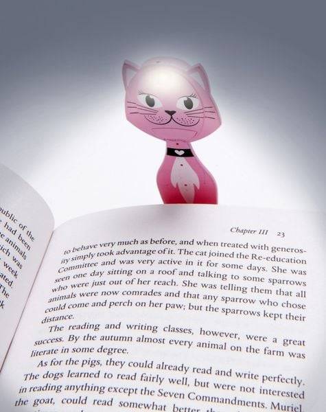 Flexilight Animal Leselicht (Pink Katze) | | 2 in 1 Leselampe & Lesezeichen | LED Leselicht | Geschenk für Leser, Buchliebhaber | Deutsche Ausgabe