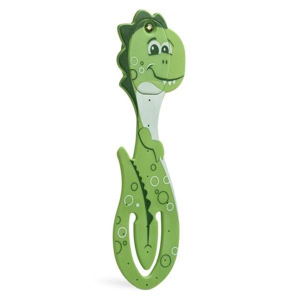 Flexilight Pals Leselicht (Dino) | grün | 2 in 1 Leselampe & Lesezeichen | LED Leselicht | Geschenk für Leser, Buchliebhaber | Deutsche Ausgabe