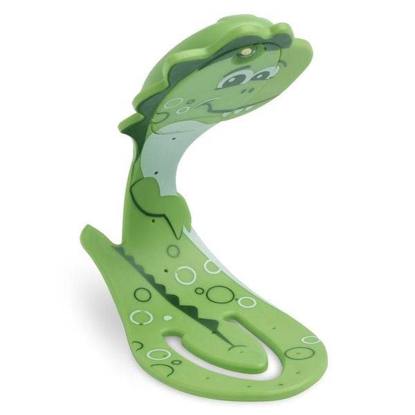 Flexilight Pals Leselicht (Dino) | grün | 2 in 1 Leselampe & Lesezeichen | LED Leselicht | Geschenk für Leser, Buchliebhaber | Deutsche Ausgabe