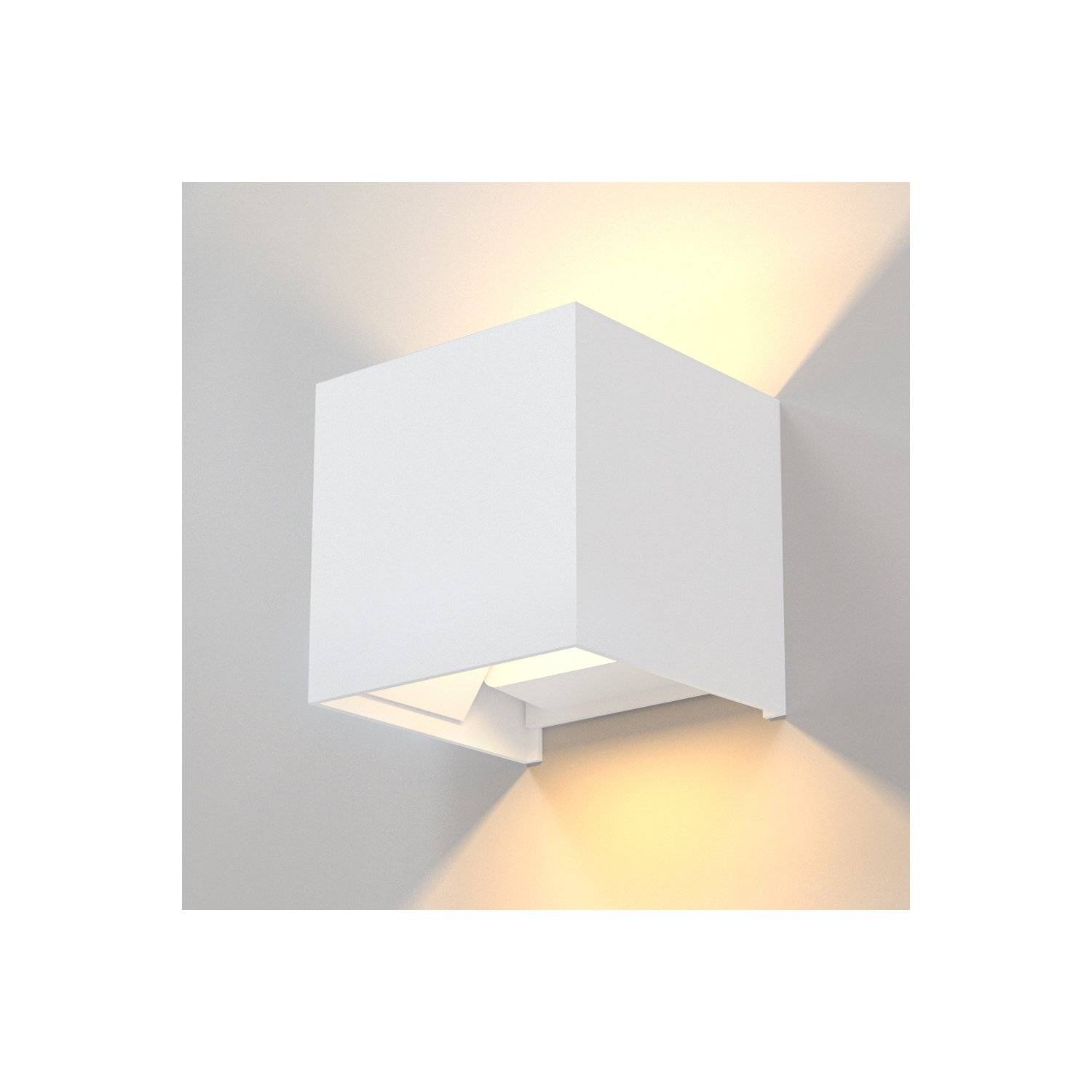 Optimumx LED Wandleuchten Innen/Außen 12W Innen Auf und ab Einstellbarer Lichtstrahl 3000K Warmweiß IP65 Weiß, 2er