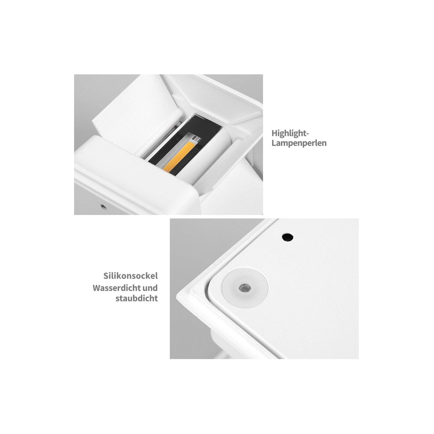 Optimumx LED Wandleuchten Innen/Außen 12W Innen Auf und ab Einstellbarer Lichtstrahl 3000K Warmweiß IP65 Weiß, 2er