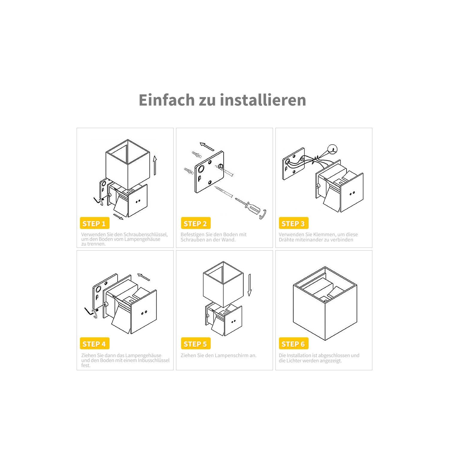 Optimumx LED Wandleuchten Innen/Außen 12W Innen Auf und ab Einstellbarer Lichtstrahl 3000K Warmweiß IP65 Schwarz, 4er