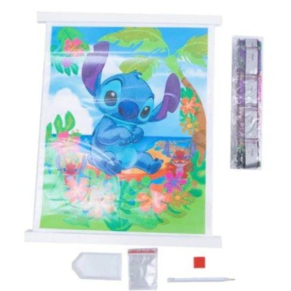 Craft Buddy CAS-DNY901L - Crystal Art Scroll, Disney Lilo & Stitch, Motiv: Stitch, Scrollbild 35x45cm, Kristallkunst-Bastelset