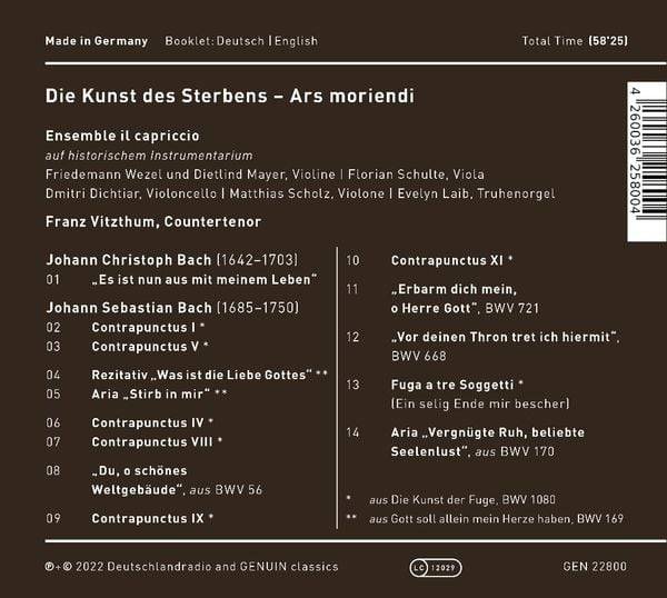 Bach, J: Kunst des Sterbens - Ars moriendi