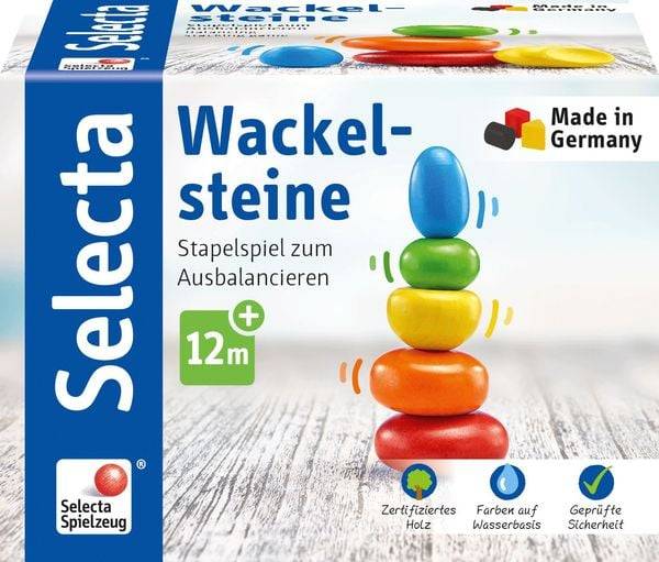 Selecta 62009 - Wackelsteine, Stapelspiel, Holz, 5-teilig