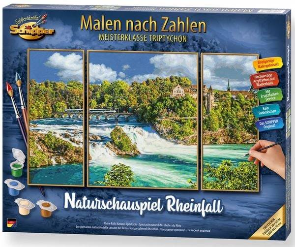 Schipper 609260888 - Malen nach Zahlen, Naturschauspiel Rheinfall, Triptchon