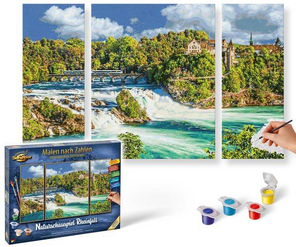 Schipper 609260888 - Malen nach Zahlen, Naturschauspiel Rheinfall, Triptchon
