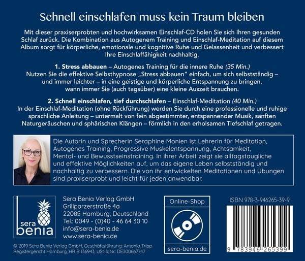 Schnell einschlafen, tief durchschlafen – Einschlafmeditation CD {inkl. Autogenes Training zum Stress Abbauen} gegen Schlafstörung