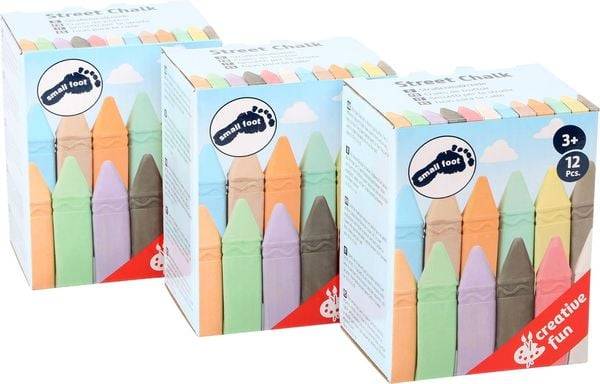 Small foot 10379 - Straßenmalkreide, 3er Pack à 12 Kreiden, bunt