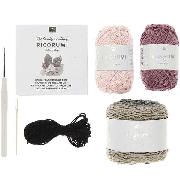 Ricorumi Häkel-Set "Oster-Körbchen grau"