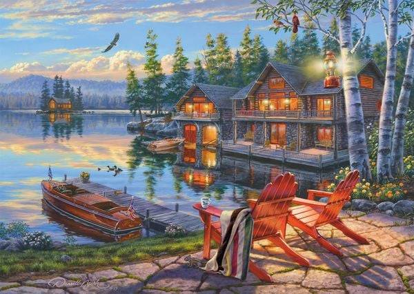 Schmidt 58530 - Darrel Bush, Seeufer am Loon Lake, New York, Puzzle, 1000 Teile