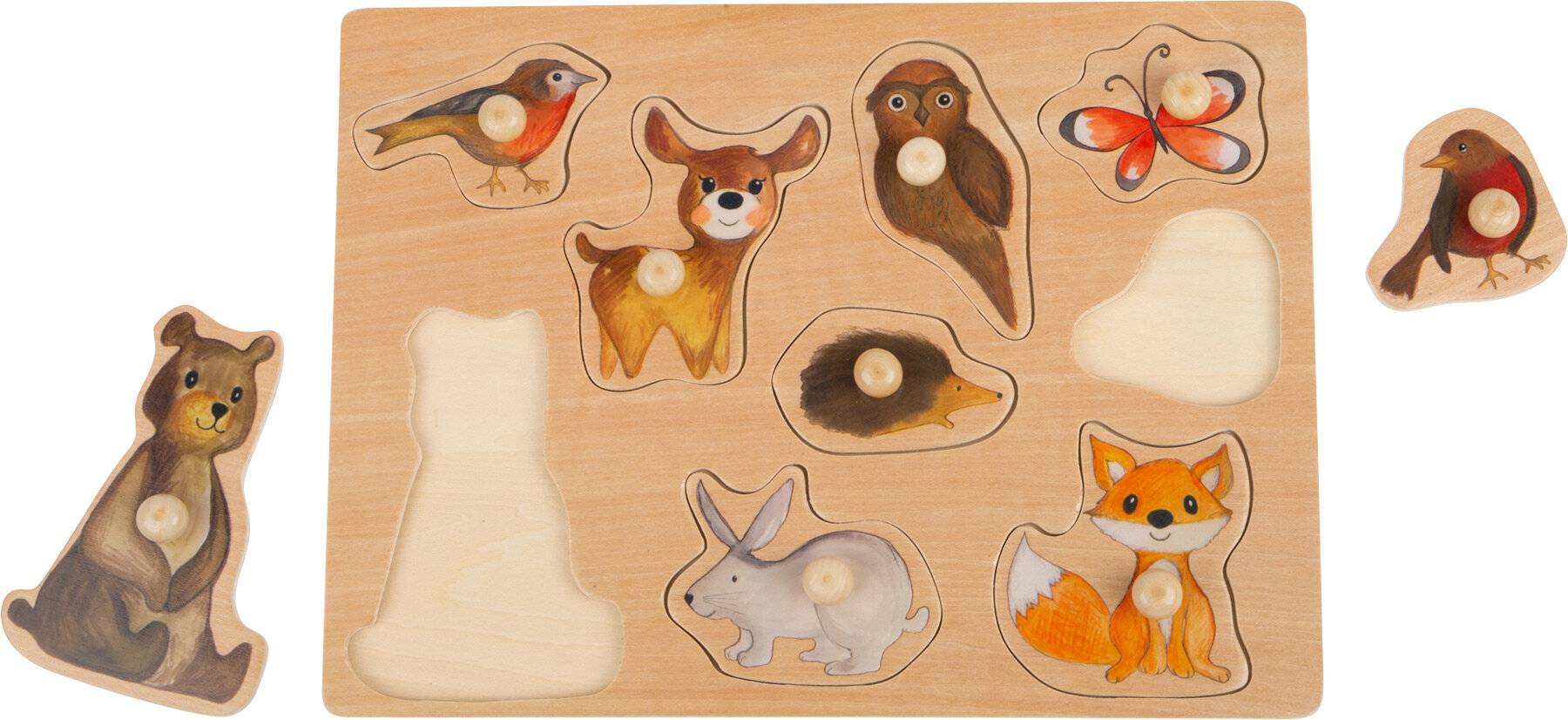 Small Foot 11499 Puzzle Waldtiere aus Holz für Kleinkinder