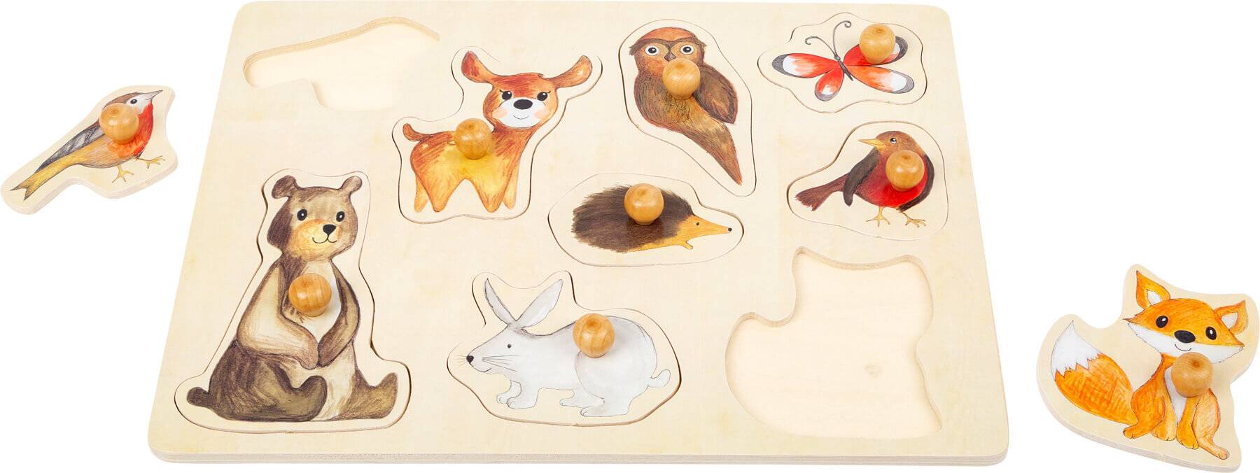 Small Foot 11499 Puzzle Waldtiere aus Holz für Kleinkinder