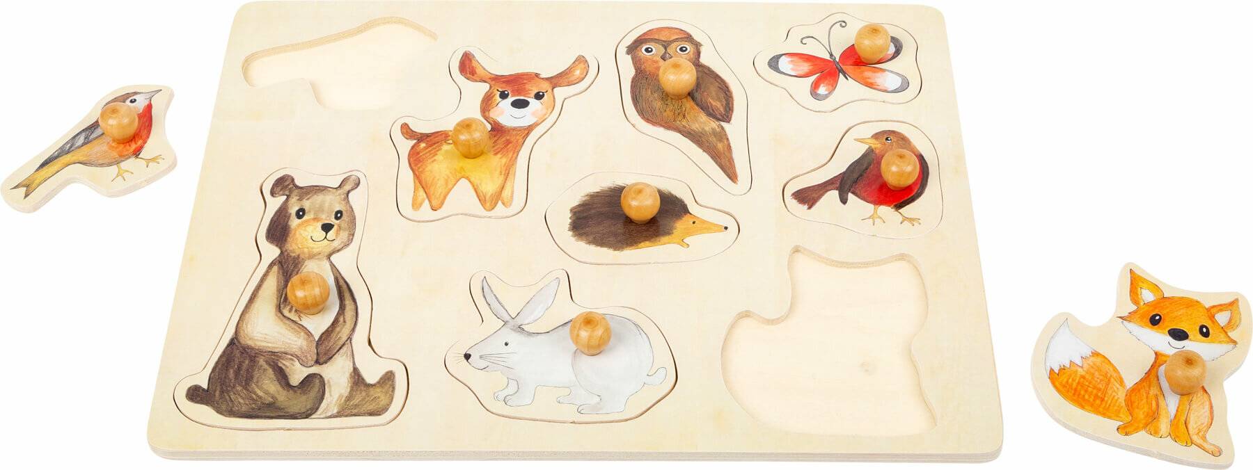 Small Foot 11499 Puzzle Waldtiere aus Holz für Kleinkinder