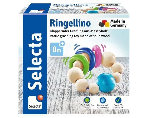 Selecta 61070 - Greifling, Ringellino, Rassel, Holz, 8,5 cm