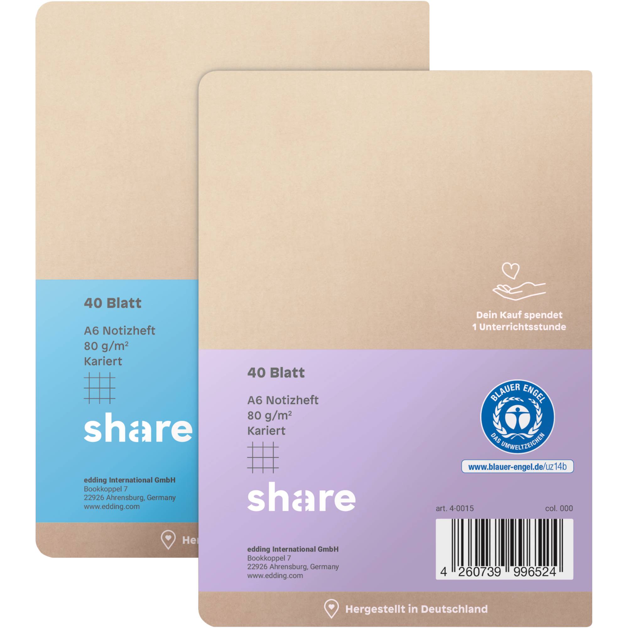 share Notizheft 4-0015 A6 kariert sort