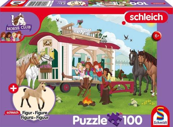 Schmidt Spiele - Schleich : Horse Club - Hannoveraner Fohlen, Falbe, 100 Teile plus Figur