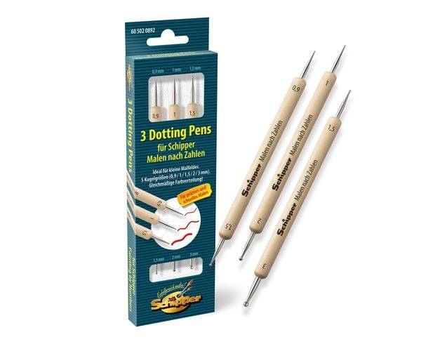 Schipper 605020892 - 3 Dotting Pens für Malen nach Zahlen, doppelseitig