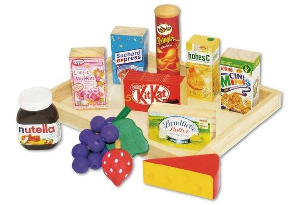 Kaufladen-Sortiment mit Holzartikeln