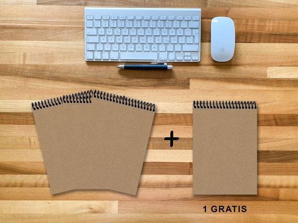 A 5 Notizblock - Set, 3+1 gratis, Luxury 80 Seiten MUSKAT Designerecycling, punktiert 10x10mm