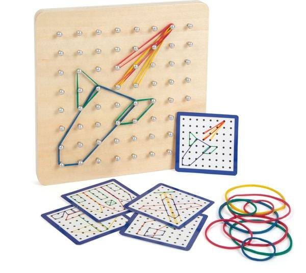 Small foot 11977 - Geoboard aus Holz, Geometrie-Lernspiel, 72-teilig