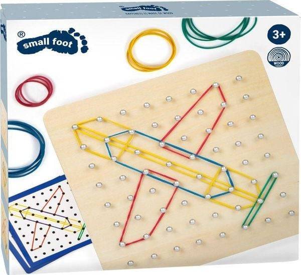Small foot 11977 - Geoboard aus Holz, Geometrie-Lernspiel, 72-teilig