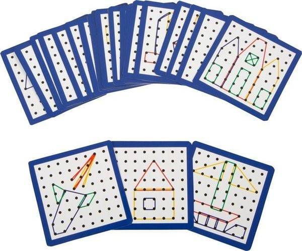 Small foot 11977 - Geoboard aus Holz, Geometrie-Lernspiel, 72-teilig