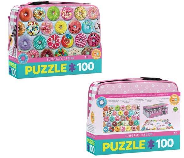 Eurographics 9100-5825 - Lunchbox, Brotdose mit Puzzle 100-Teile, Motiv: Donuts, Kids Collection