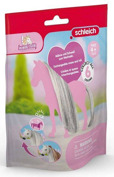 Schleich 42652 - Horse Club, Haare Beauty Horses Grey, Wechsel-Haar-Set Mähne+Schweif